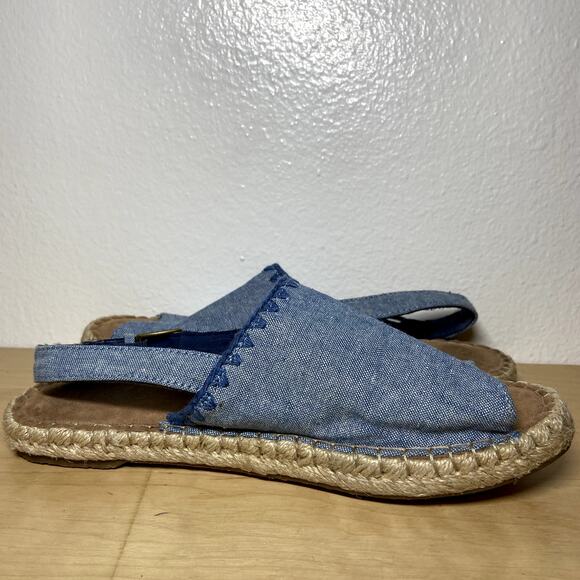 Toms Clara Espadrille Chambray Sandals Blue 7 - Picture 3 of 6